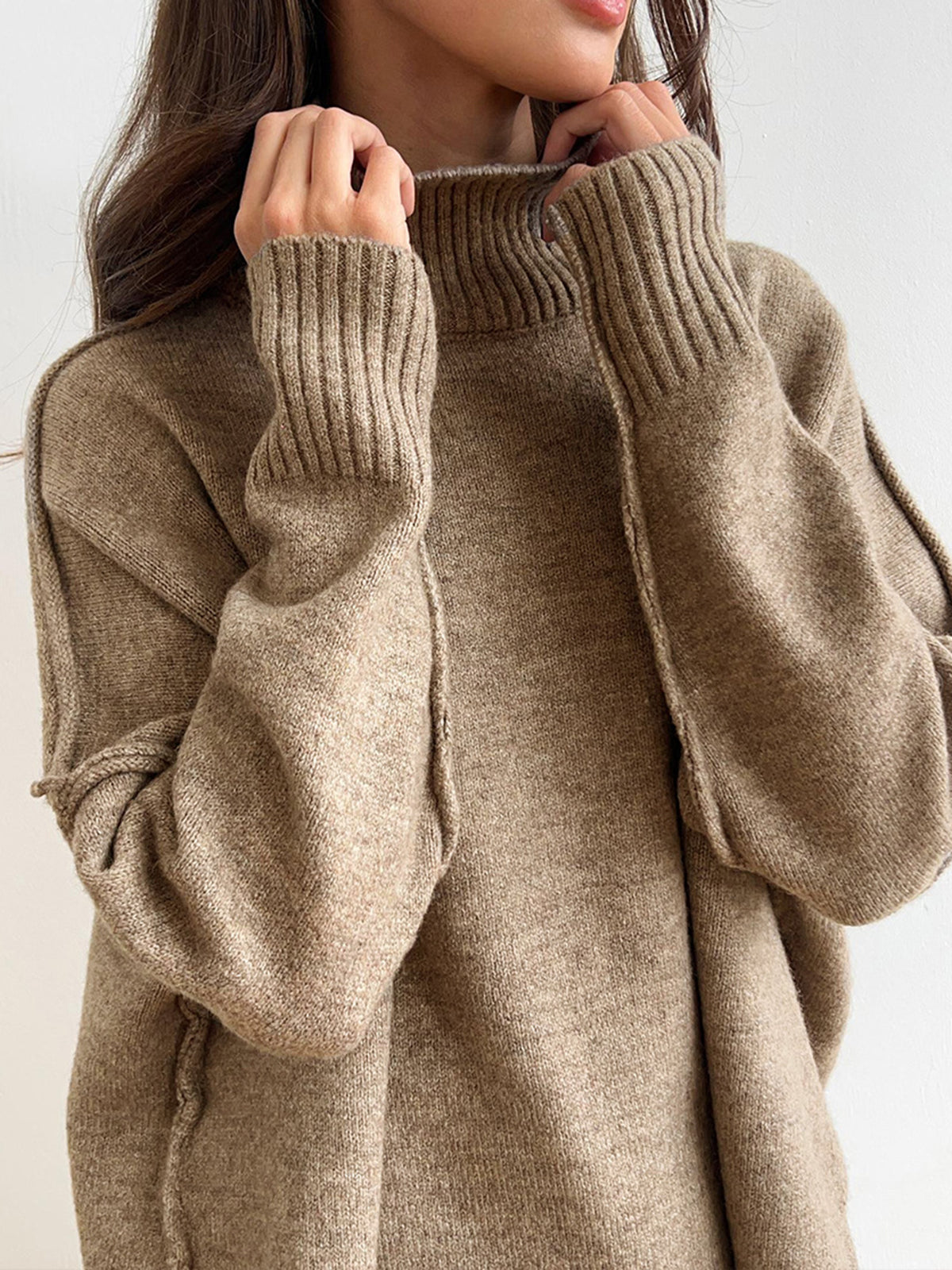 Effen Turtleneck Trui met Broek Set
