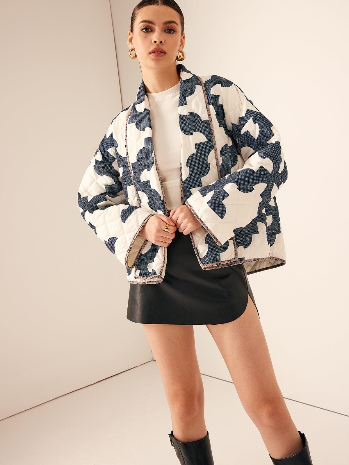 Lotte Oversized Quilted Jacket | Abstract Print Jacket