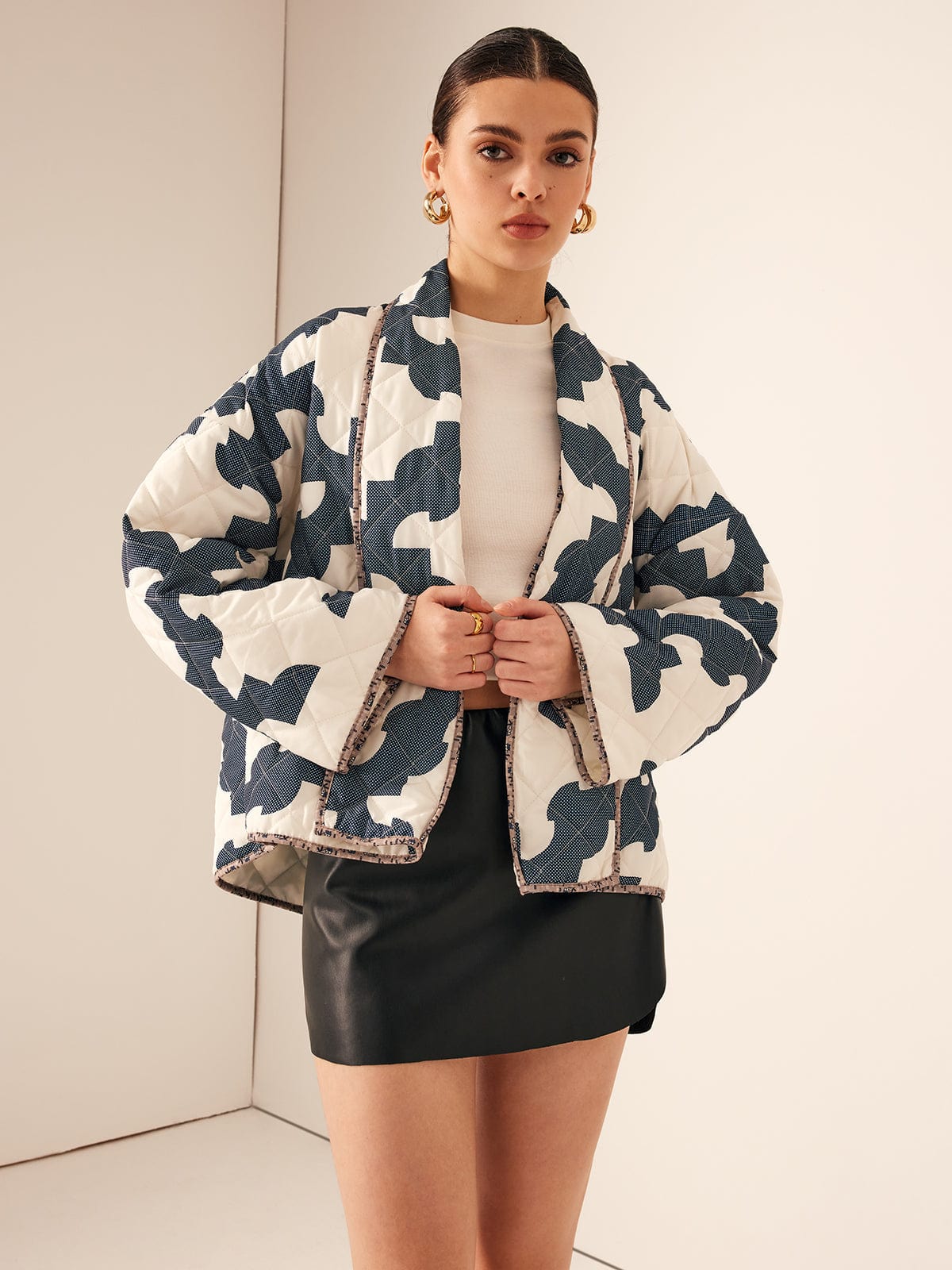 Lotte Oversized Quilted Jacket | Abstract Print Jacket