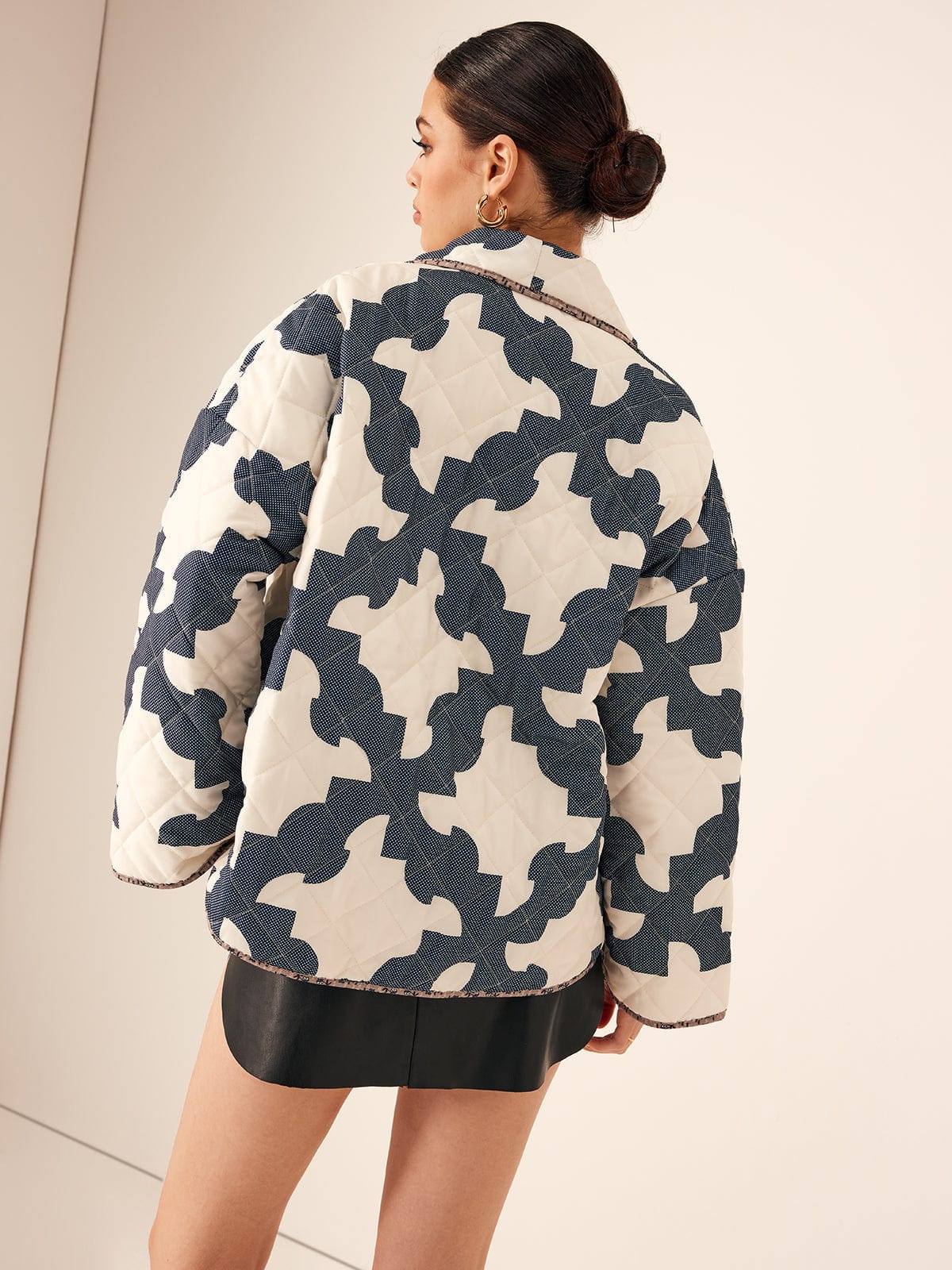 Lotte Oversized Quilted Jacket | Abstract Print Jacket