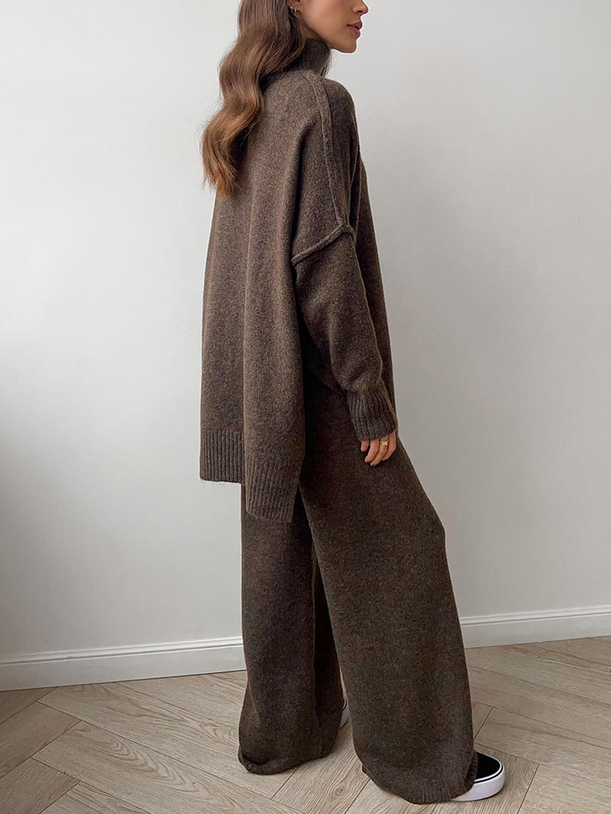 Effen Turtleneck Trui met Broek Set