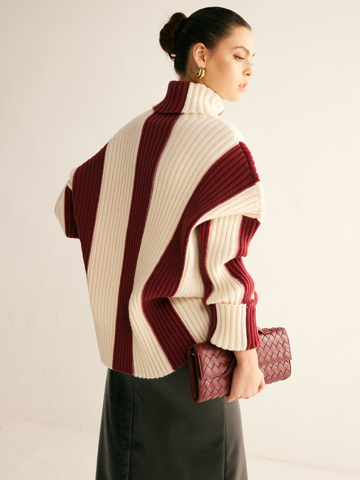 Amelia Ribbed Turtleneck Sweater | Colourblock Sweater