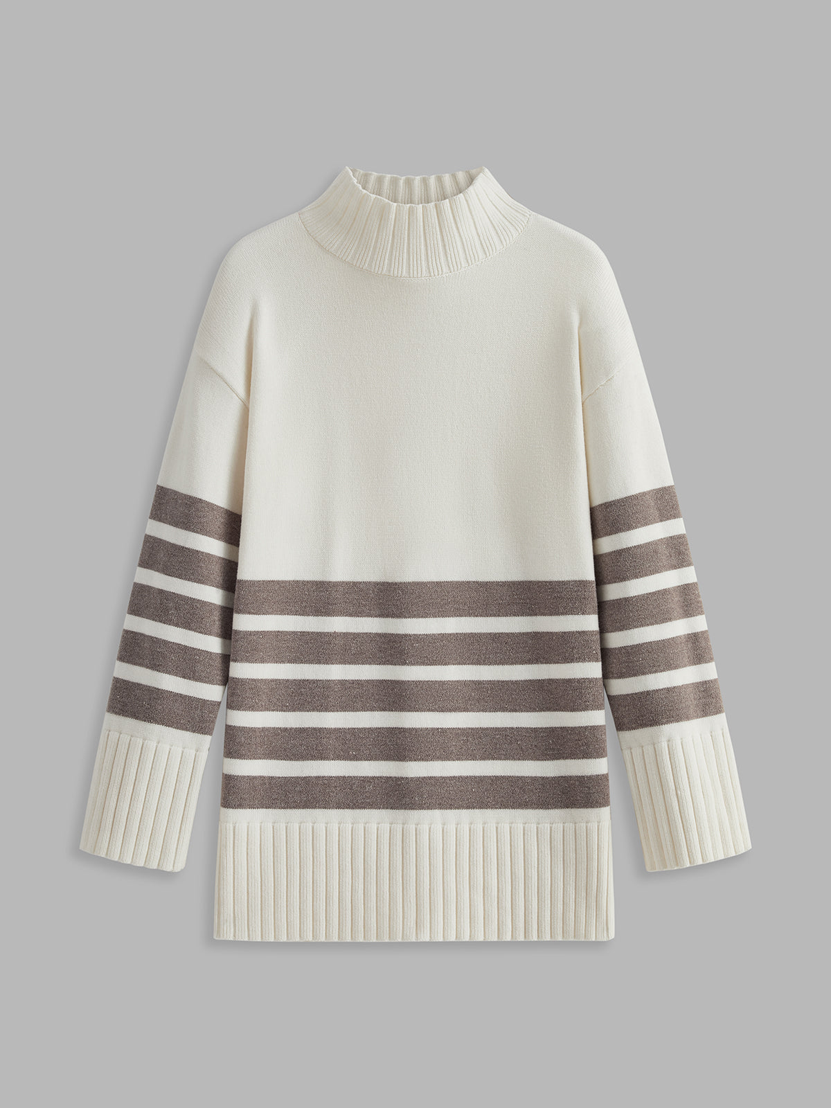 Parisian Striped Mock Neck Trui