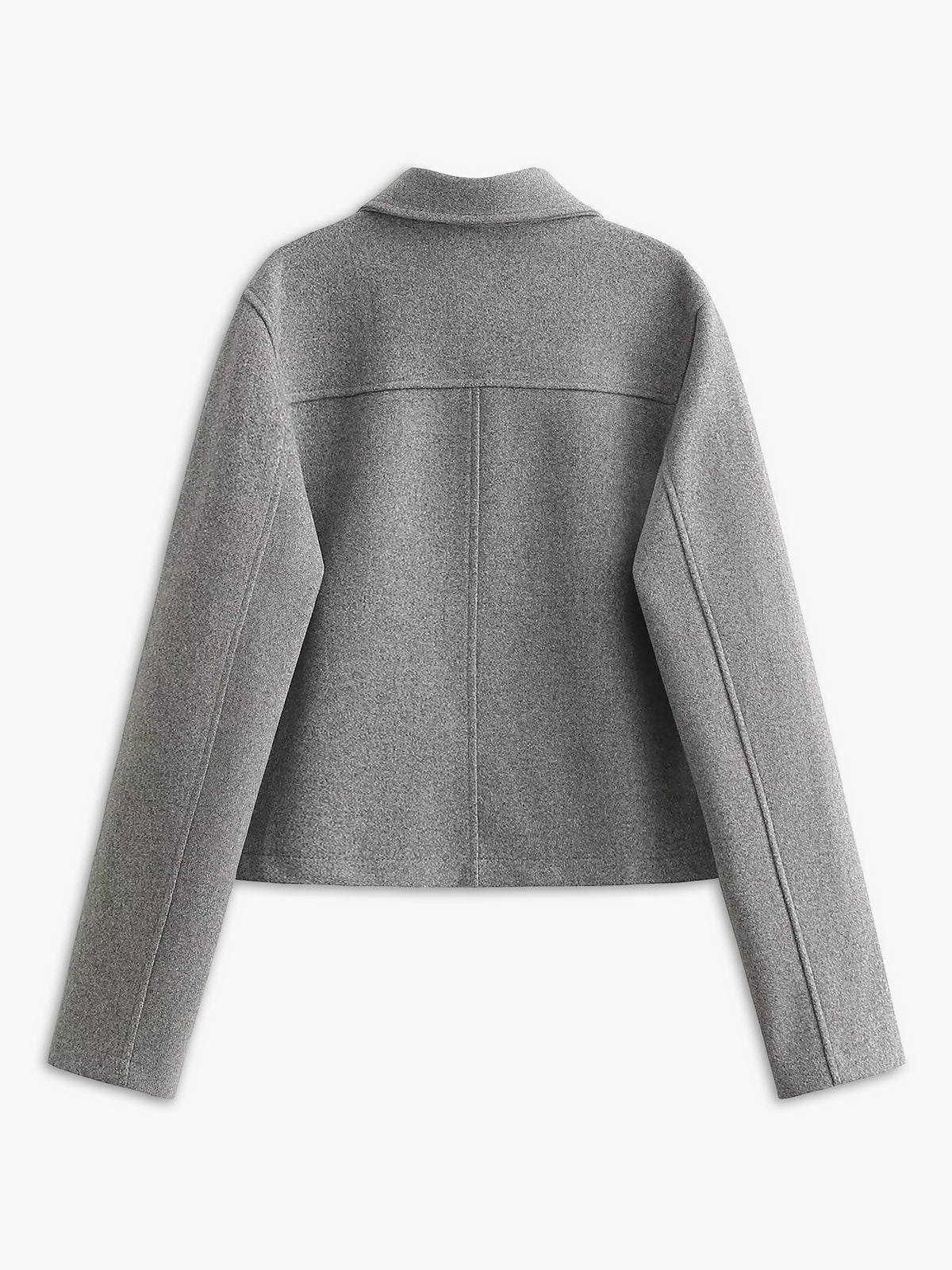 Isla woolen tailored cropped jacket | Short jacket with collar and long sleeves