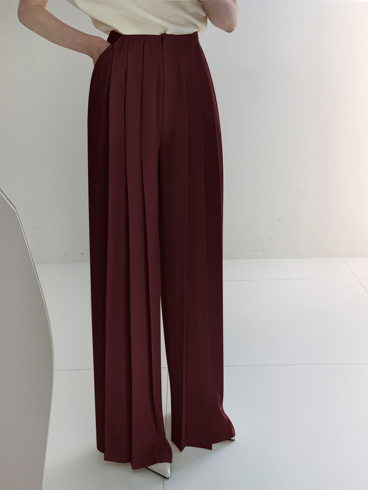 Geplooide, wijde broek met hoge taille voor dames