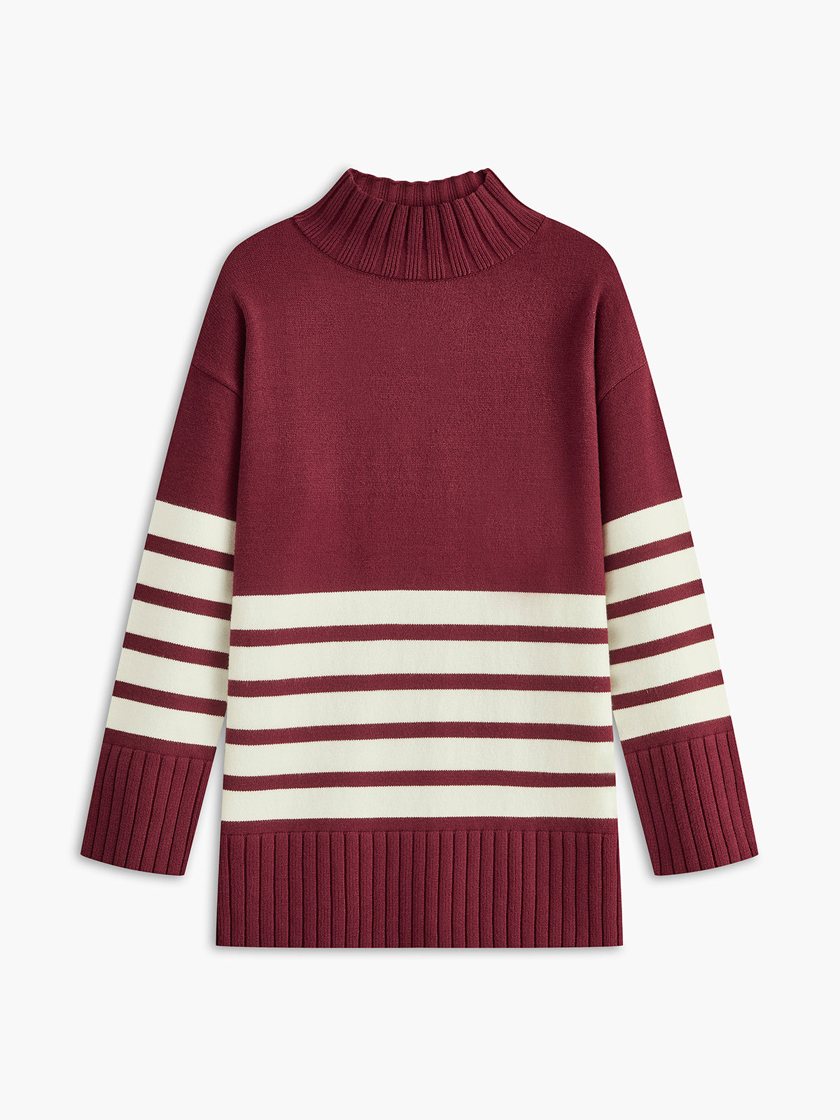 Parisian Striped Mock Neck Trui