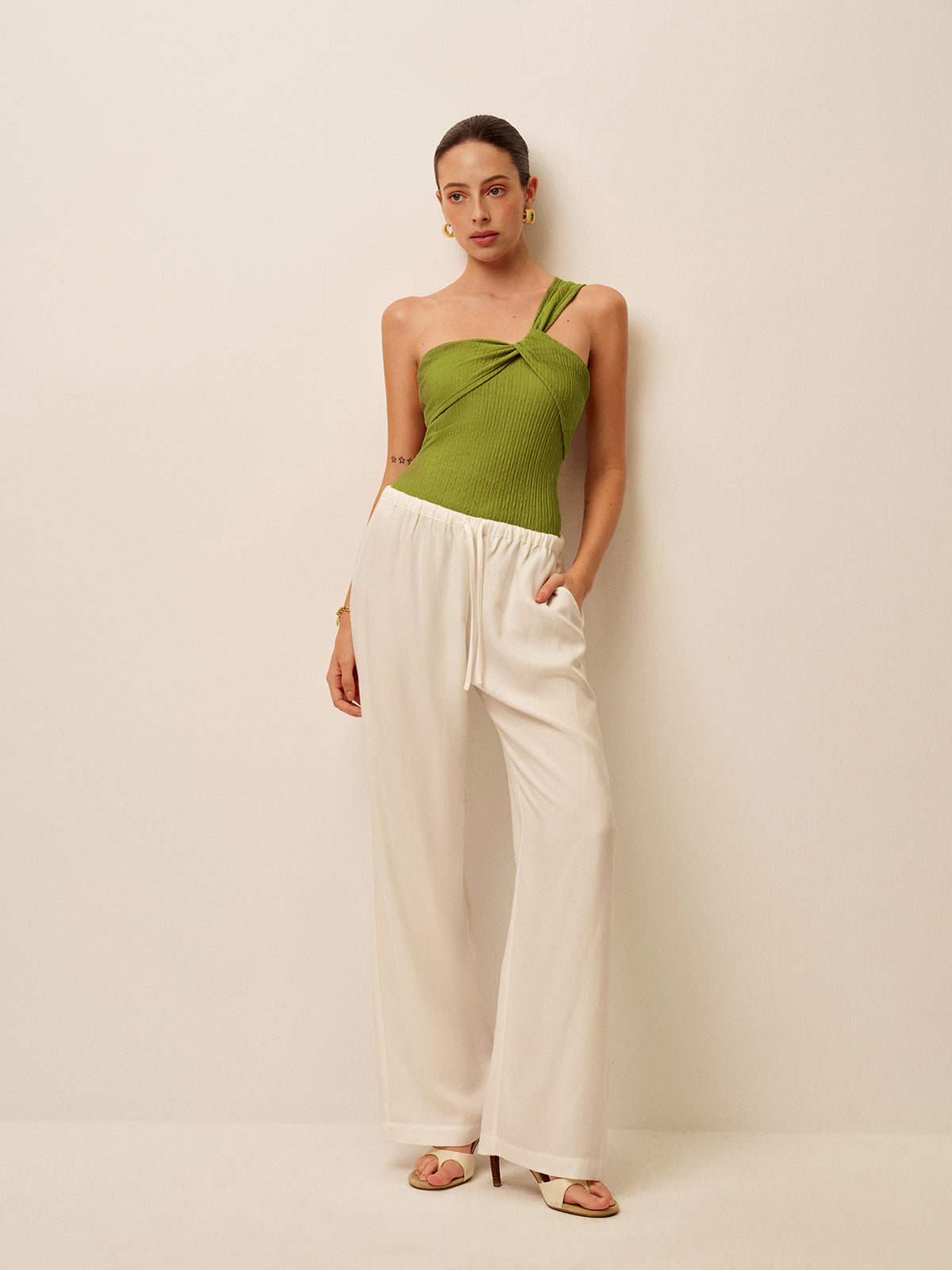 One-Shoulder Badpak met Ruches en Gedraaid Detail voor Dames
