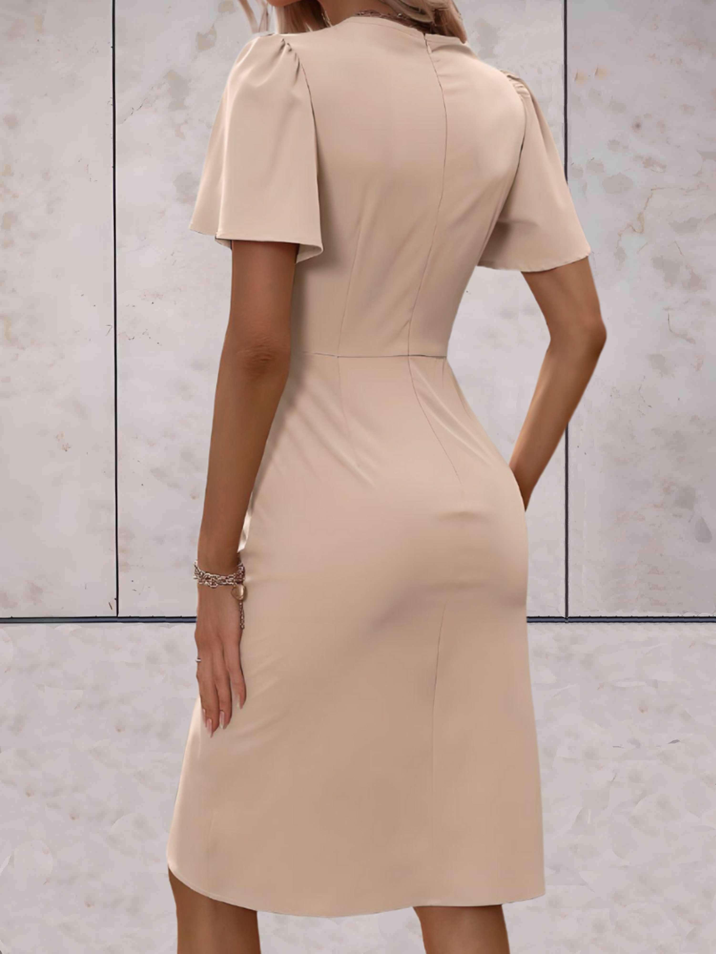 Elegante midi-avondjurk van glad polyester voor dames