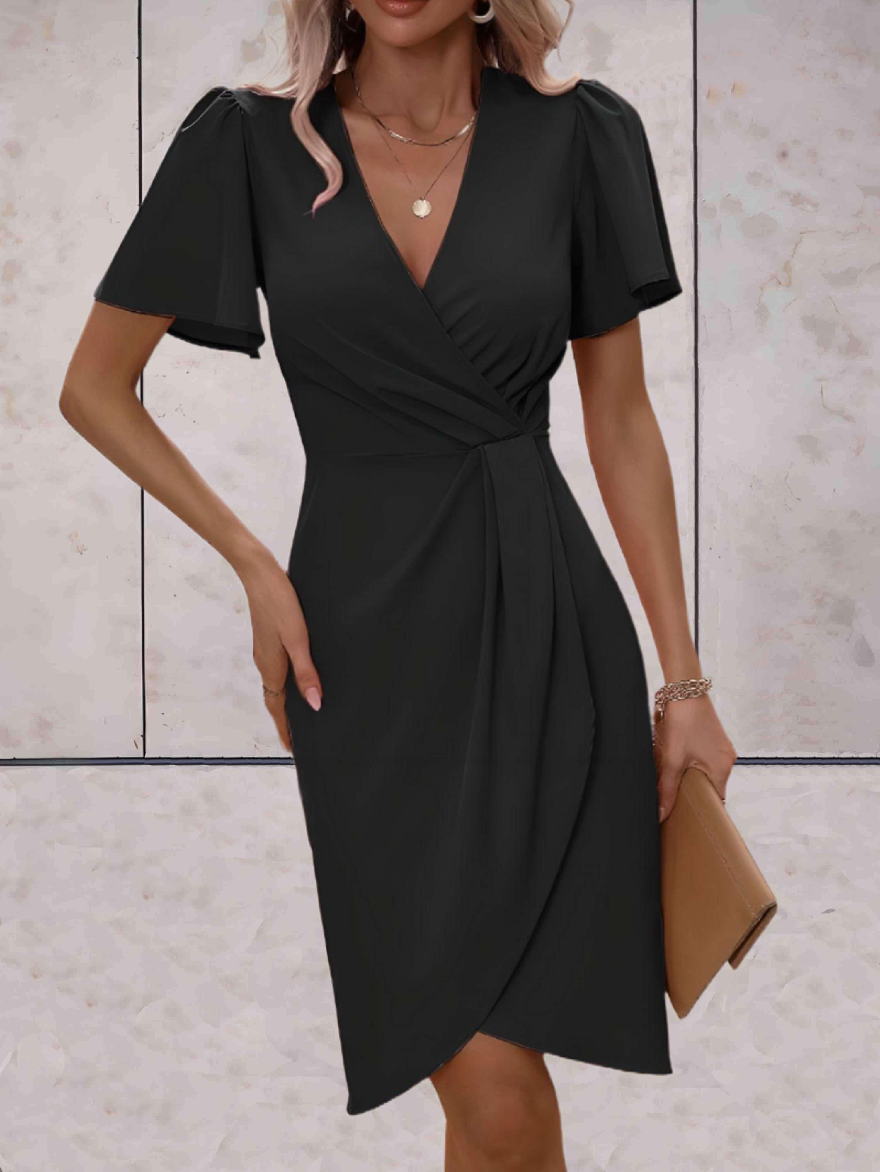 Elegante midi-avondjurk van glad polyester voor dames