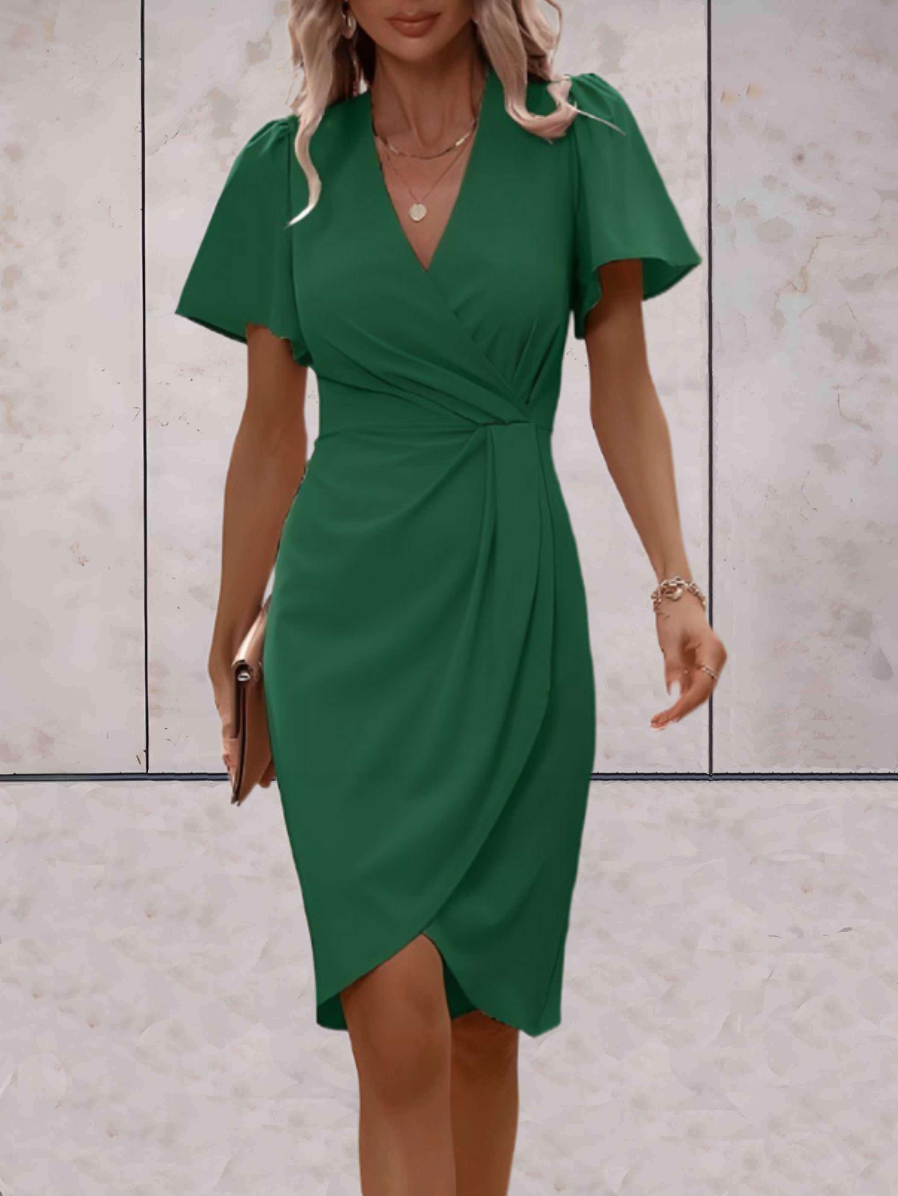 Elegante midi-avondjurk van glad polyester voor dames