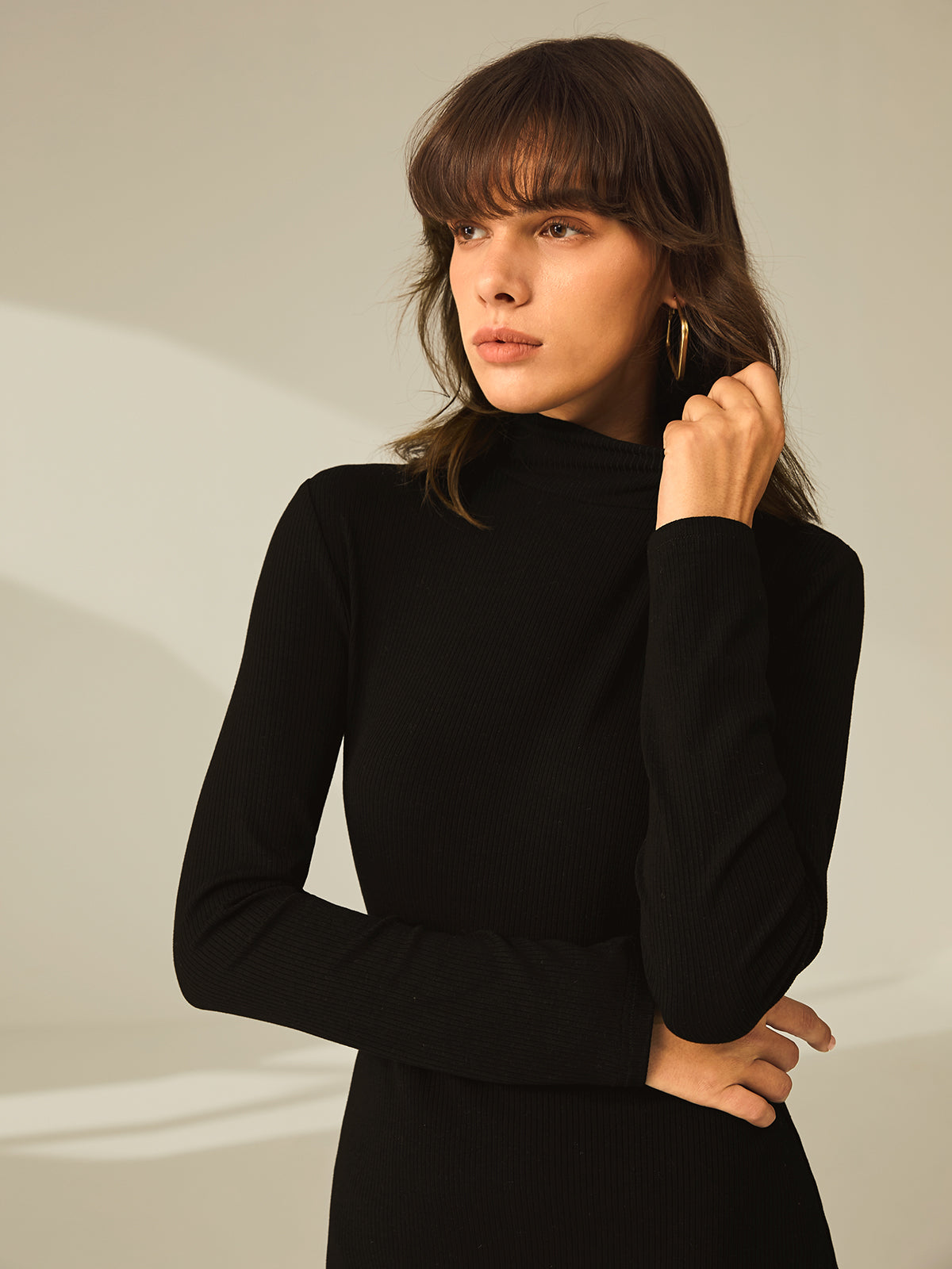 Turtleneck Mini Jurk met Split