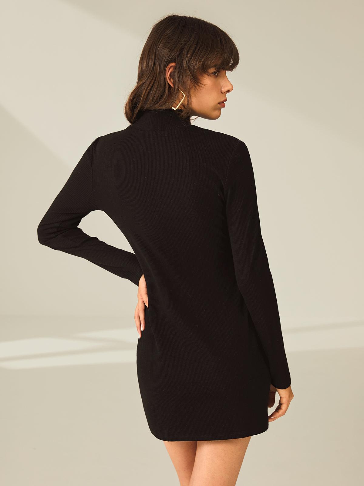 Turtleneck Mini Jurk met Split