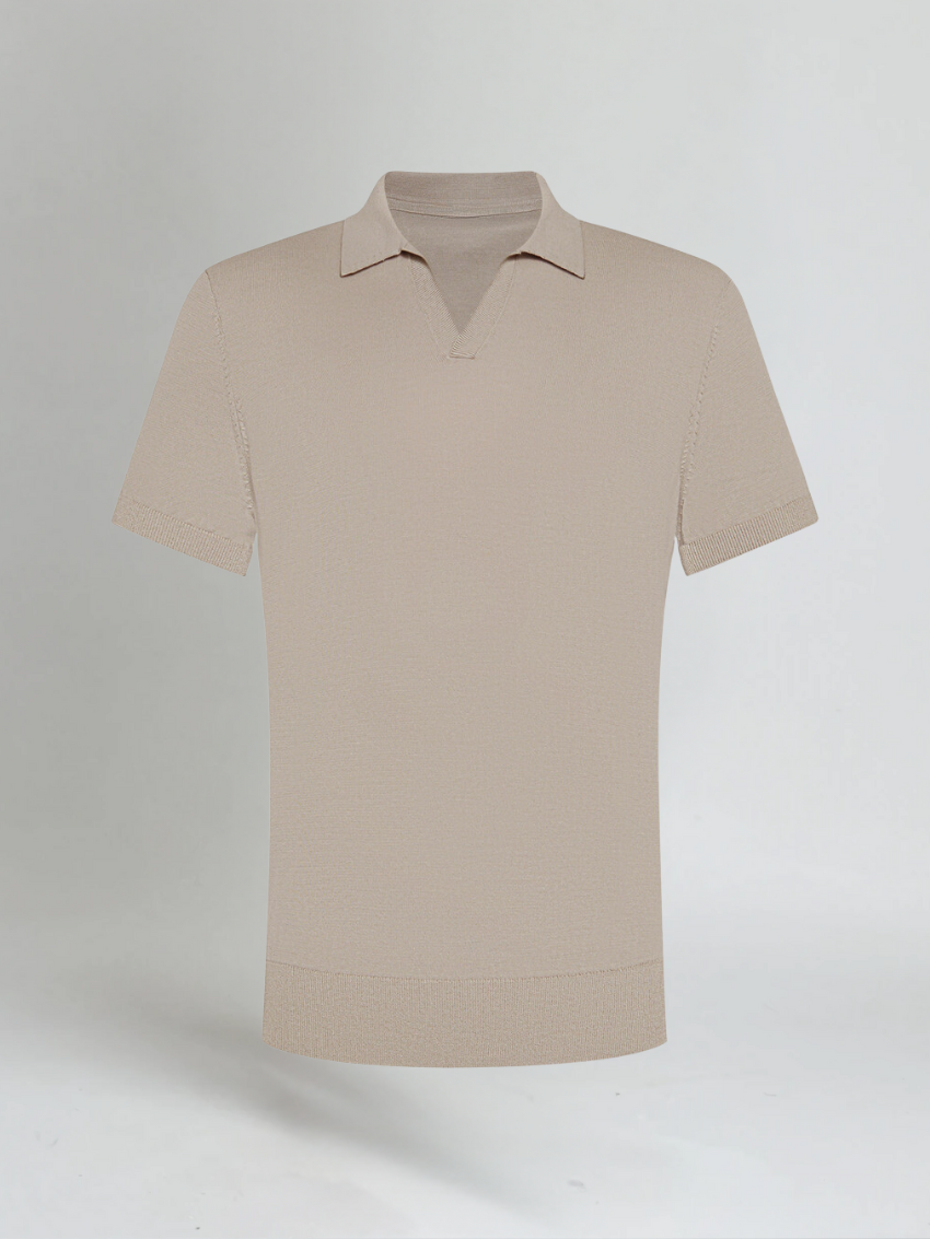 Taupekleurige Polo zonder Knopen Old Money Stijl voor Heren