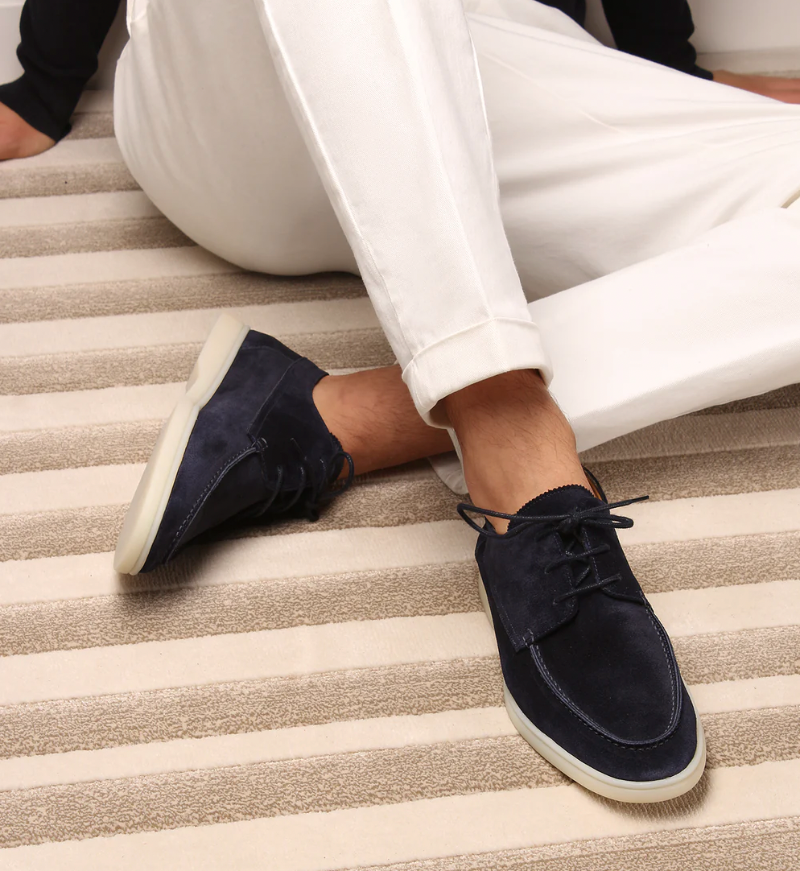 Chique Heren Suède Loafers – Veters Mocassin Design, Zachte Flexibele Zool