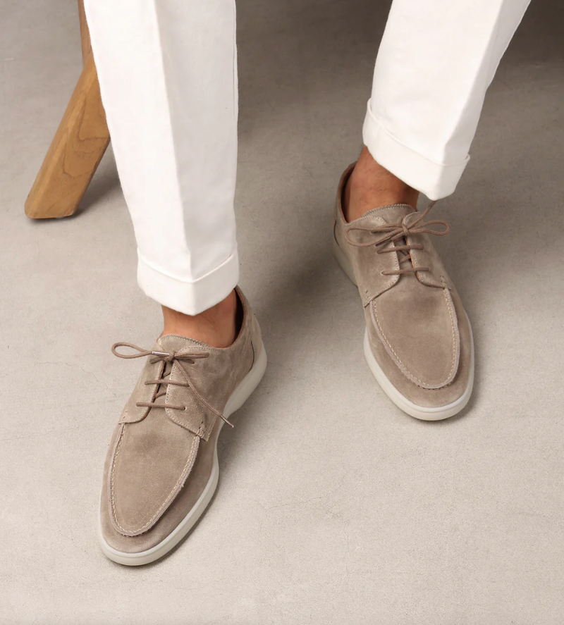 Chique Heren Suède Loafers – Veters Mocassin Design, Zachte Flexibele Zool