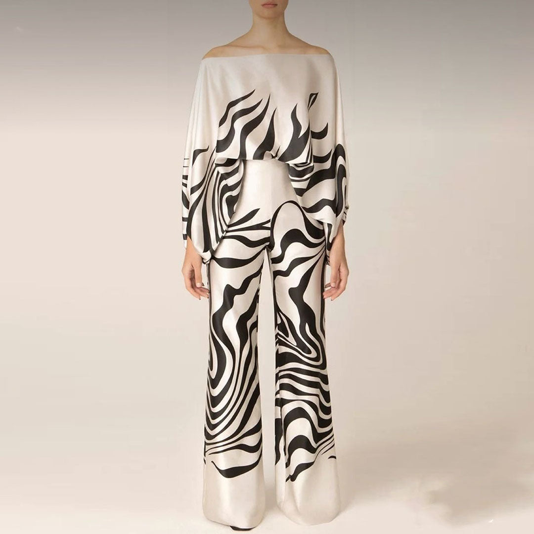 Elegante Tweedelige Satijnen Set voor Dames