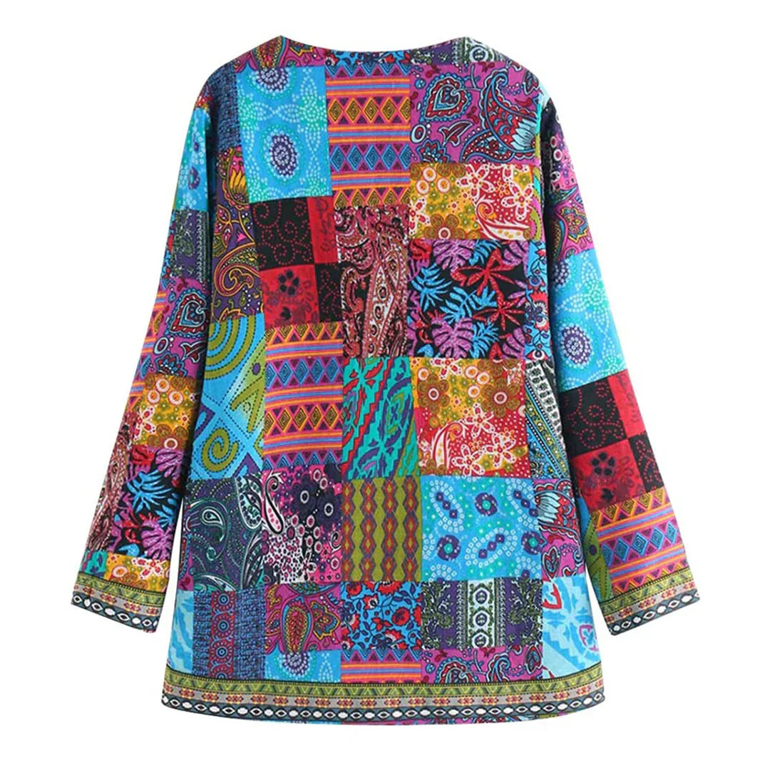 Dames Cardigan – Zachte Gebreide Stof – Relaxte Pasvorm – Open Voorzijde – Patchwork