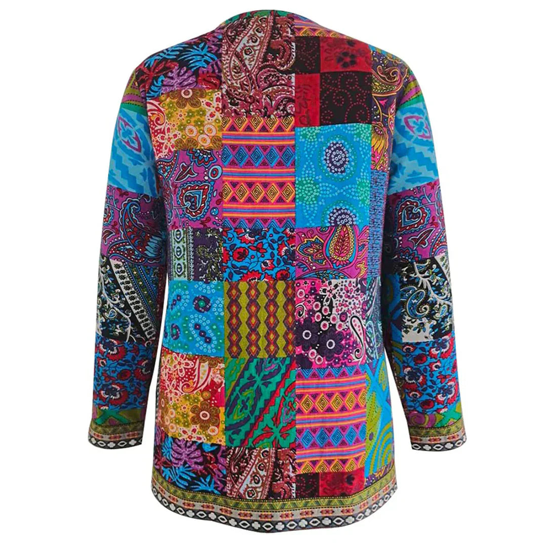 Dames Cardigan – Zachte Gebreide Stof – Relaxte Pasvorm – Open Voorzijde – Patchwork