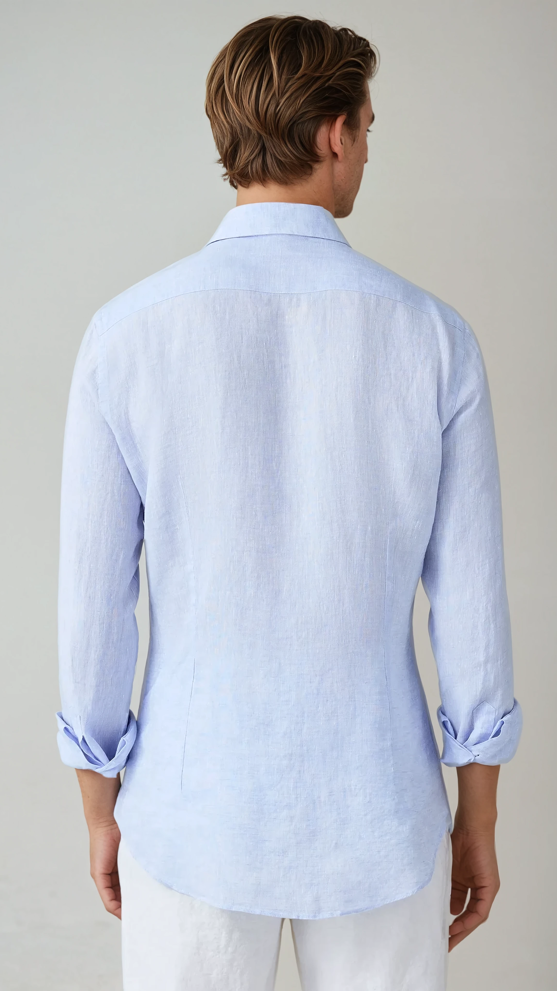 Lichtblauw Linnen Shirt voor Heren