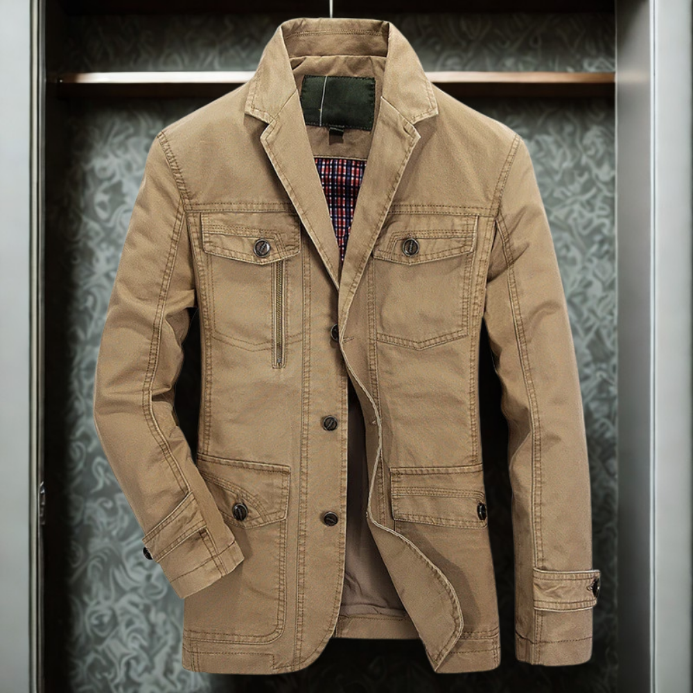 Heren Jas – Relaxed Fit – Notch Reverskraag – Meerdere Zakken – Robuuste Look