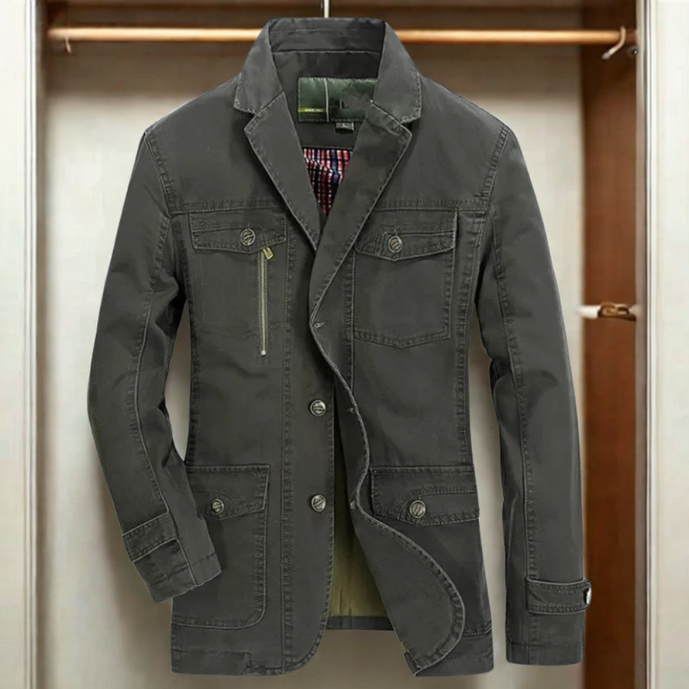 Heren Jas – Relaxed Fit – Notch Reverskraag – Meerdere Zakken – Robuuste Look