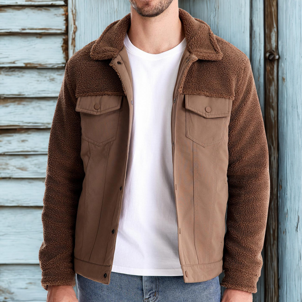 Heren Jack – Regular Fit – Wolachtige Panelen – Knoopsluiting – Casual Draagcomfort