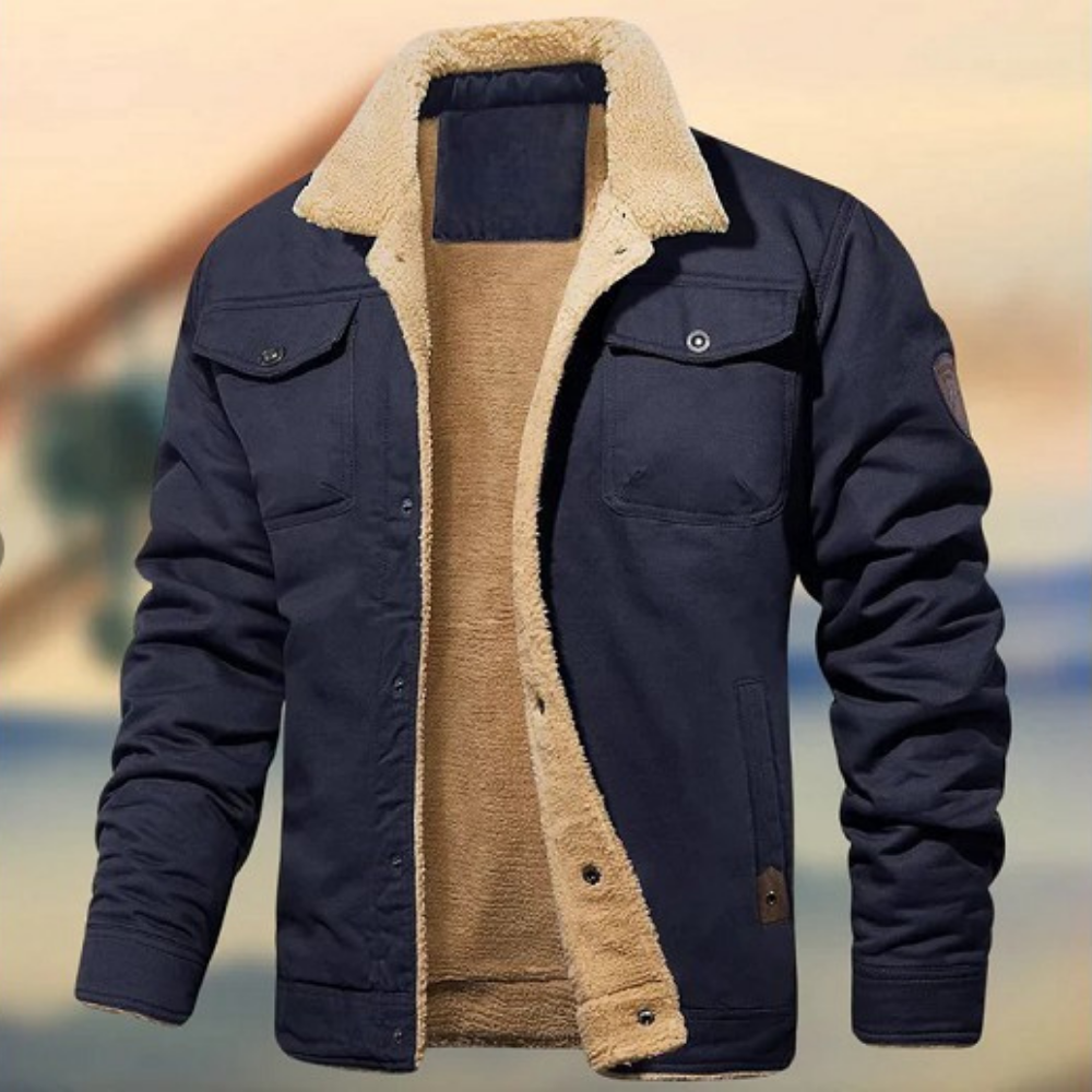 Heren Jas – Relaxed Fit – Sherpa Voering – Knoopsluiting – Stevige Buitenzijde