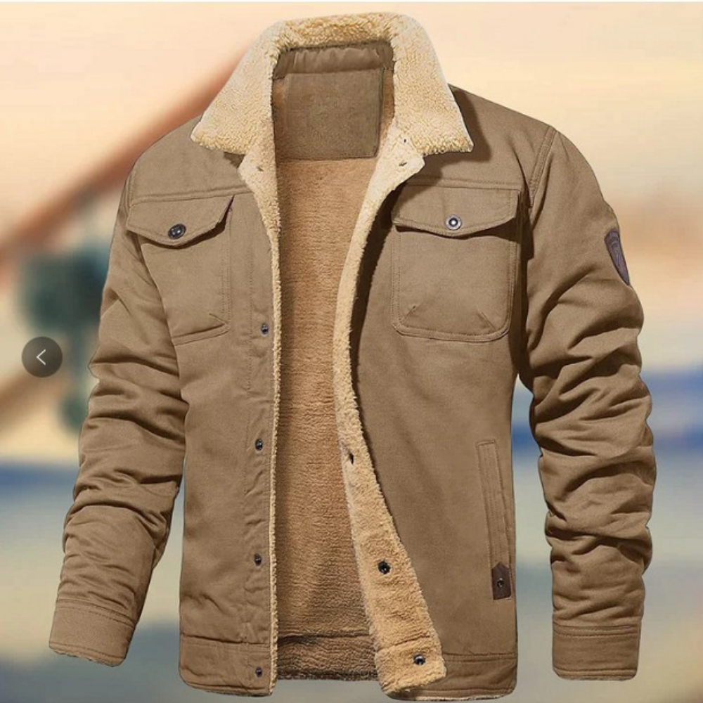 Heren Jas – Relaxed Fit – Sherpa Voering – Knoopsluiting – Stevige Buitenzijde