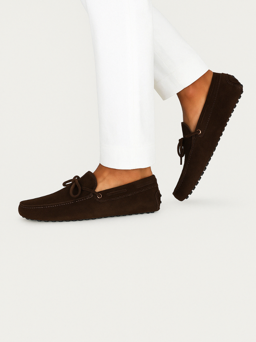 Donkerbruine Katoenen Mocassin Loafers voor Heren