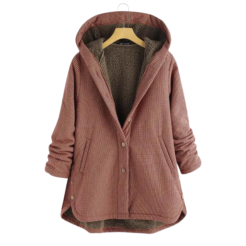 Ladies Hoodie Jacket – Relaxed Fit – Fleece Lined – Houndstooth – With Hood
