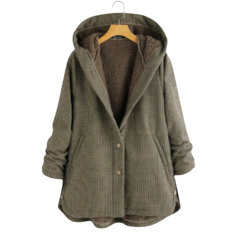 Ladies Hoodie Jacket – Relaxed Fit – Fleece Lined – Houndstooth – With Hood