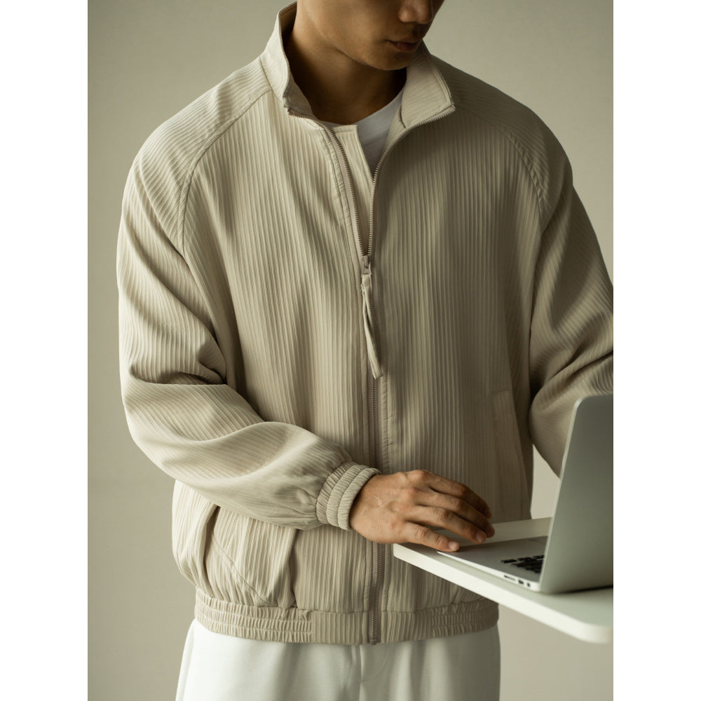 Heren Sweatshirt – Relaxte Pasvorm – Geribd Textuur – Opstaande Kraag – Ritssluiting Casual