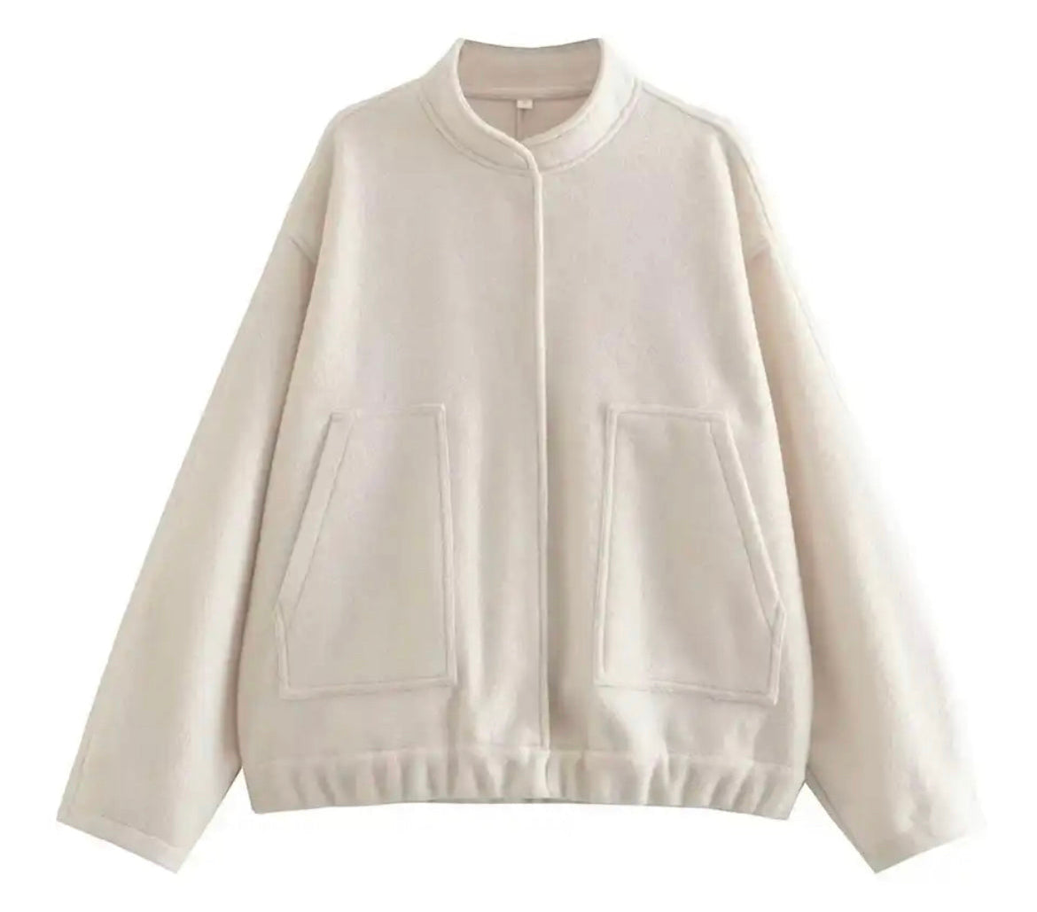 Noor Oversized Bomber Jacket | Casual Collared Jacket