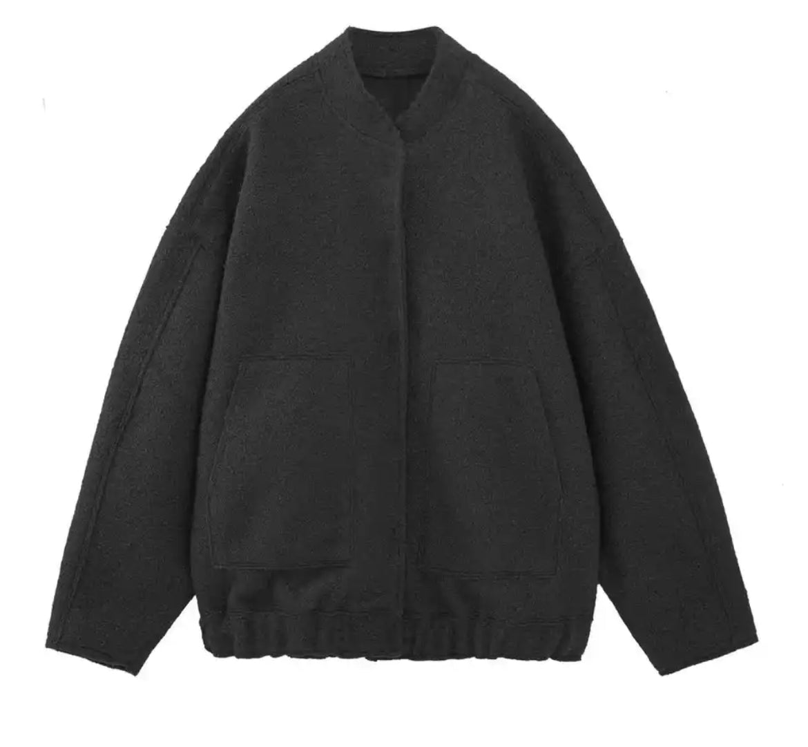 Noor Oversized Bomber Jacket | Casual Collared Jacket