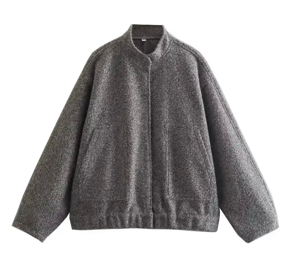 Noor Oversized Bomber Jacket | Casual Collared Jacket