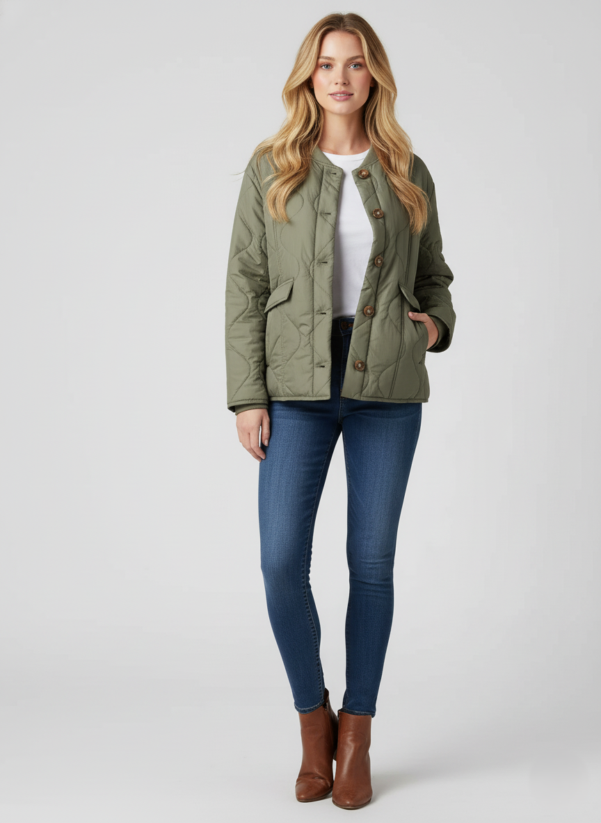 Women’s Quilted Jacket - Reversible Leopard Print - Oversized Casual Outerwear