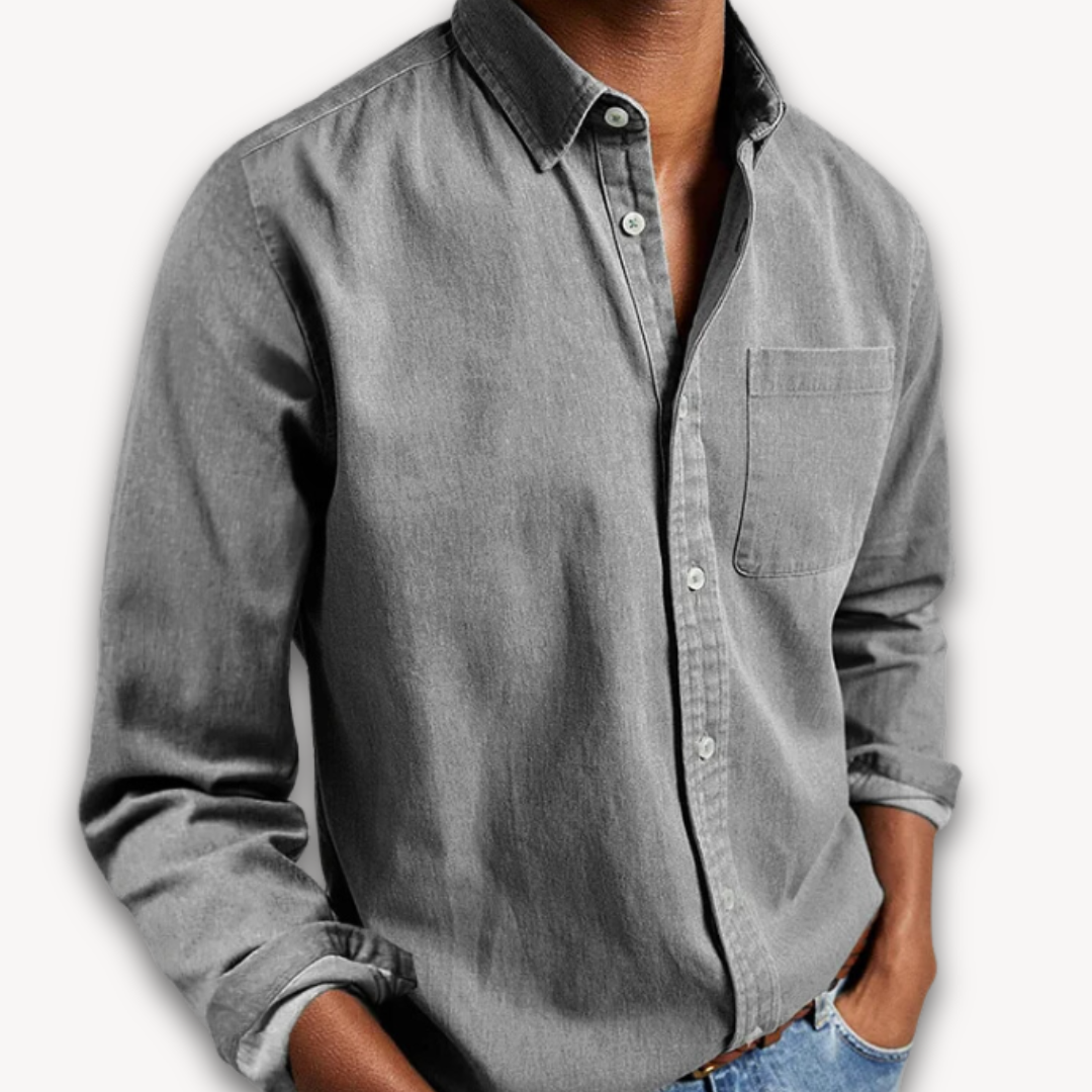 Heren Katoenen Button-Up Shirt - Casual Lange Mouwen