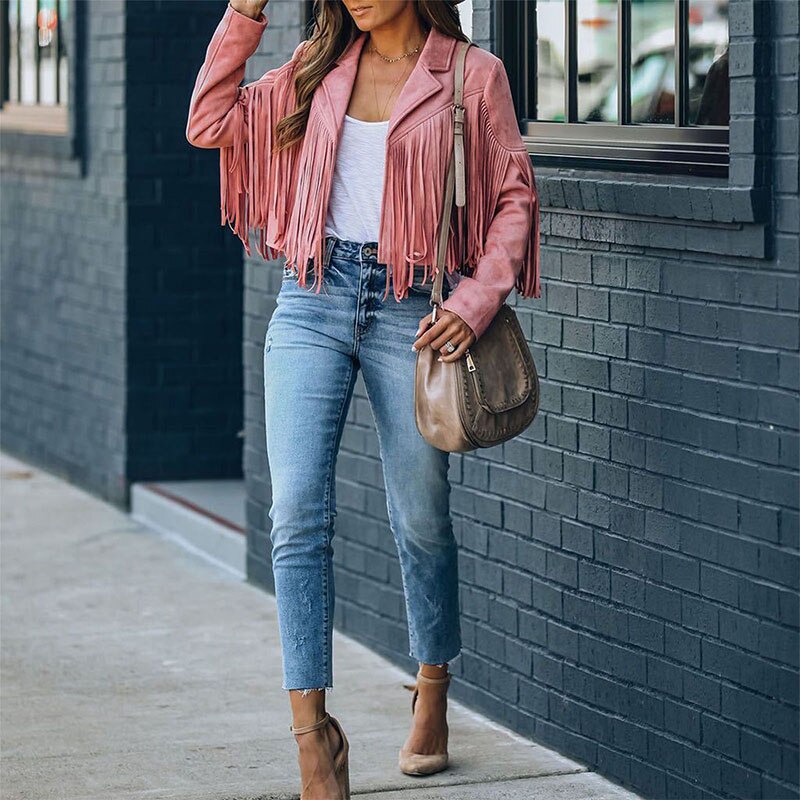 Trendy Suède Vest met Fringe Details