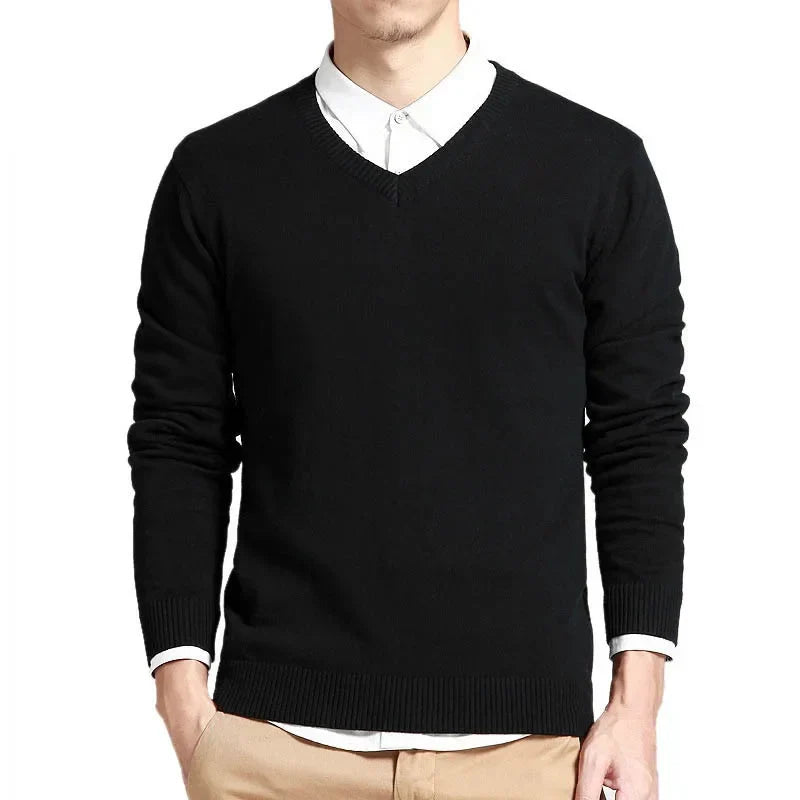 Heren Trui – Slim Fit – Fijne Breisteek – V-Hals – Geribde Boorden