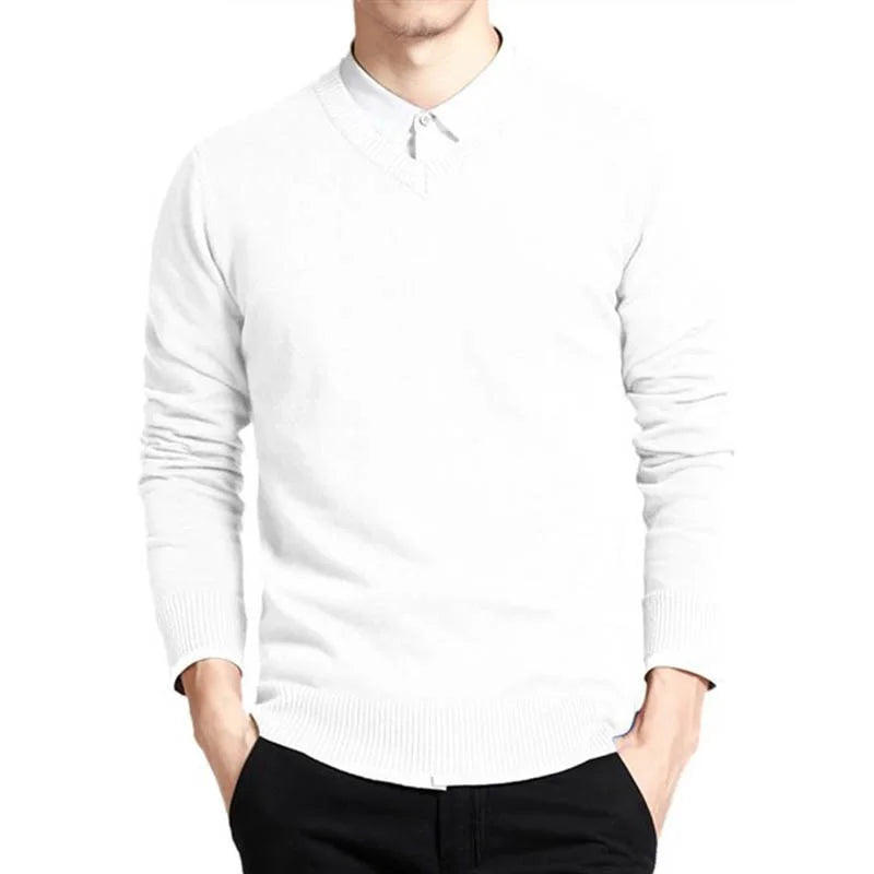 Heren Trui – Slim Fit – Fijne Breisteek – V-Hals – Geribde Boorden