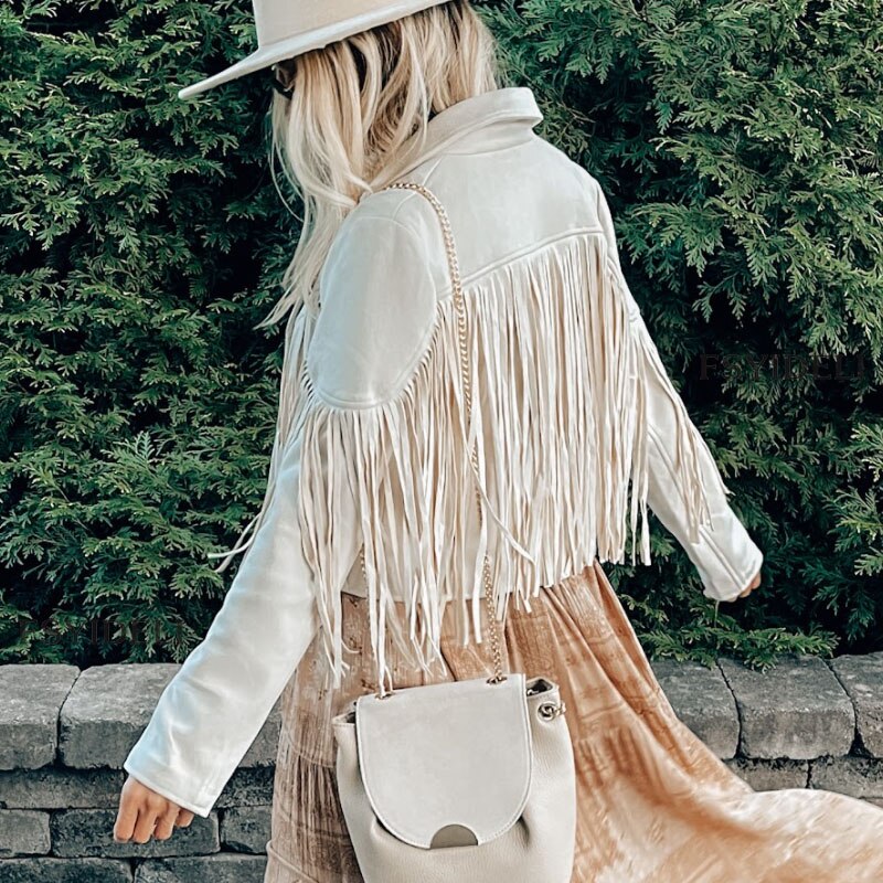 Trendy Suède Vest met Fringe Details