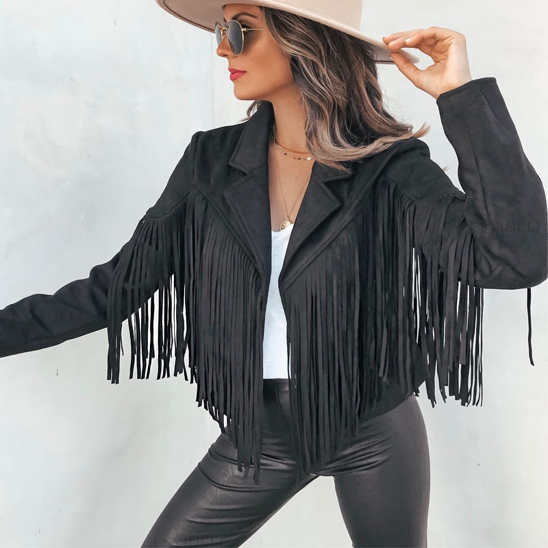 Trendy Suède Vest met Fringe Details