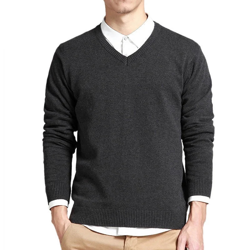 Heren Trui – Slim Fit – Fijne Breisteek – V-Hals – Geribde Boorden