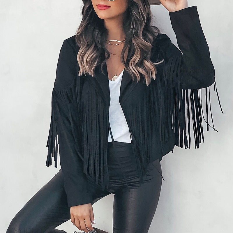 Trendy Suède Vest met Fringe Details