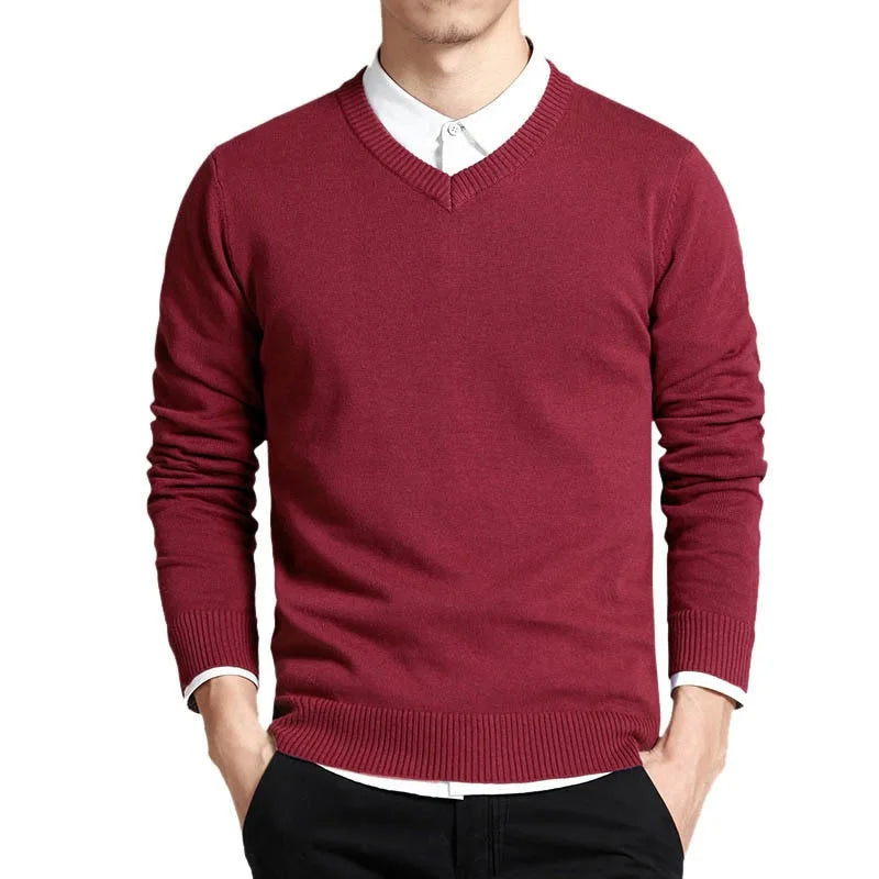 Heren Trui – Slim Fit – Fijne Breisteek – V-Hals – Geribde Boorden