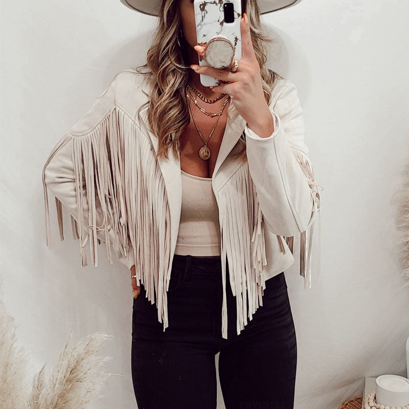 Trendy Suède Vest met Fringe Details
