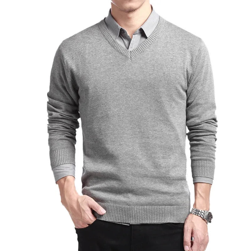 Heren Trui – Slim Fit – Fijne Breisteek – V-Hals – Geribde Boorden