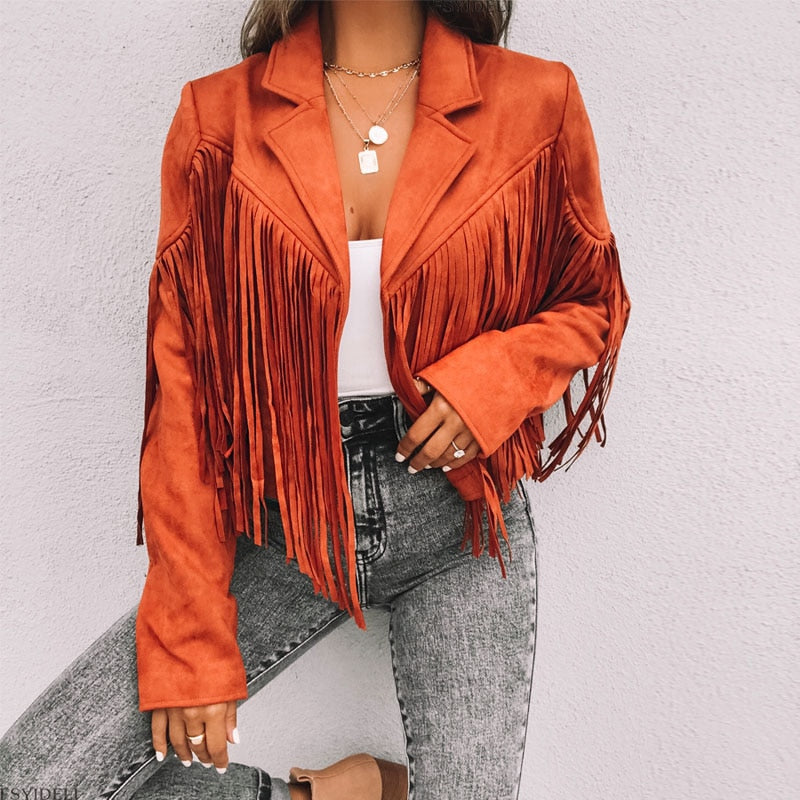 Trendy Suède Vest met Fringe Details