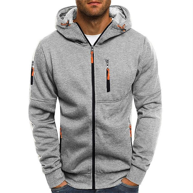 Heren Hoodie – Getailleerde pasvorm – Ademend Katoenmix – Ritssluiting – Zakken met Rits