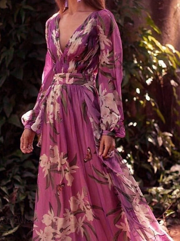 Soepelvallende maxi-jurk met elegante print voor dames